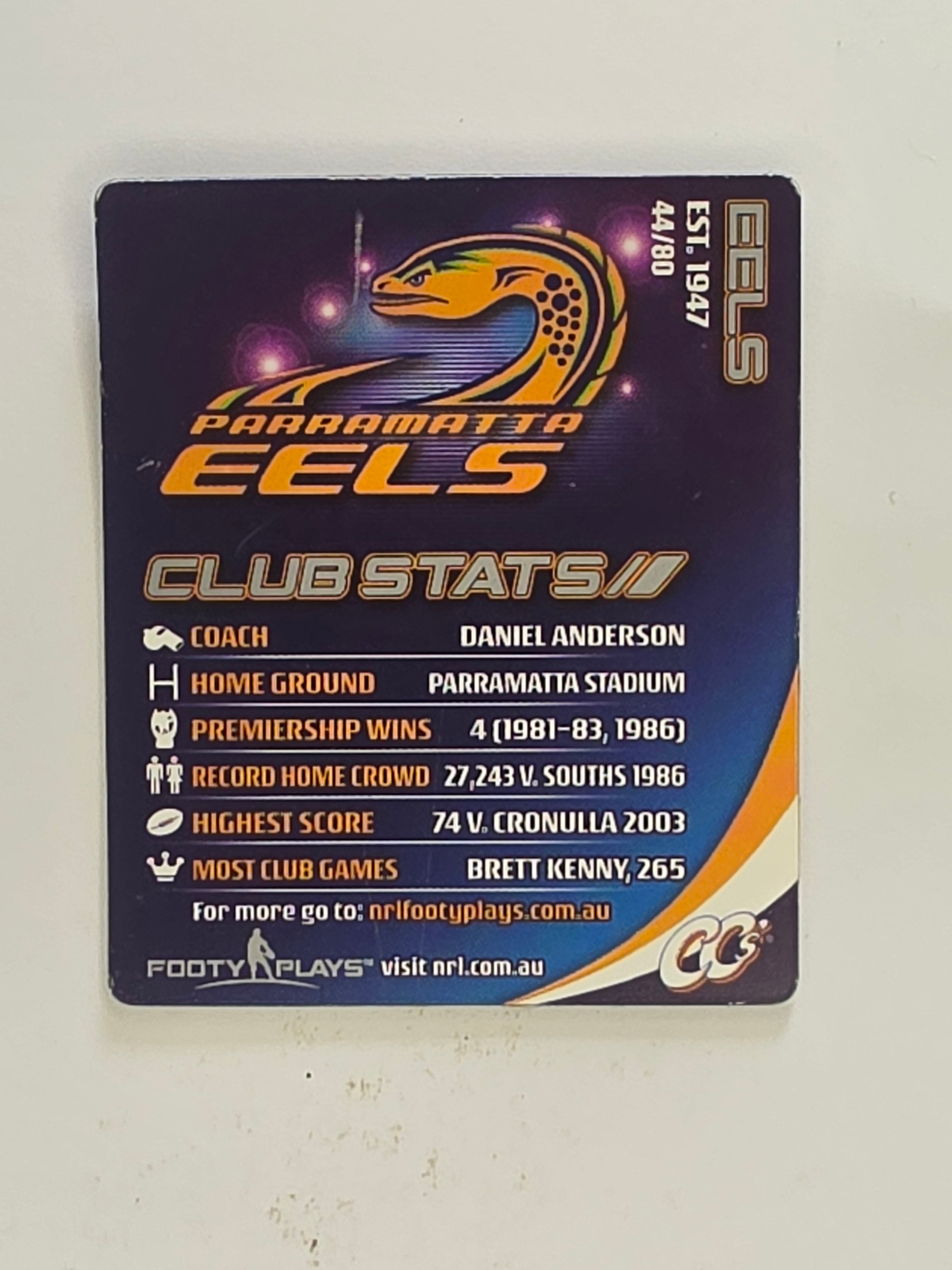 NRL 2010 Footy Plays | #044 Parramatta Eels Logo | Parramatta Eels