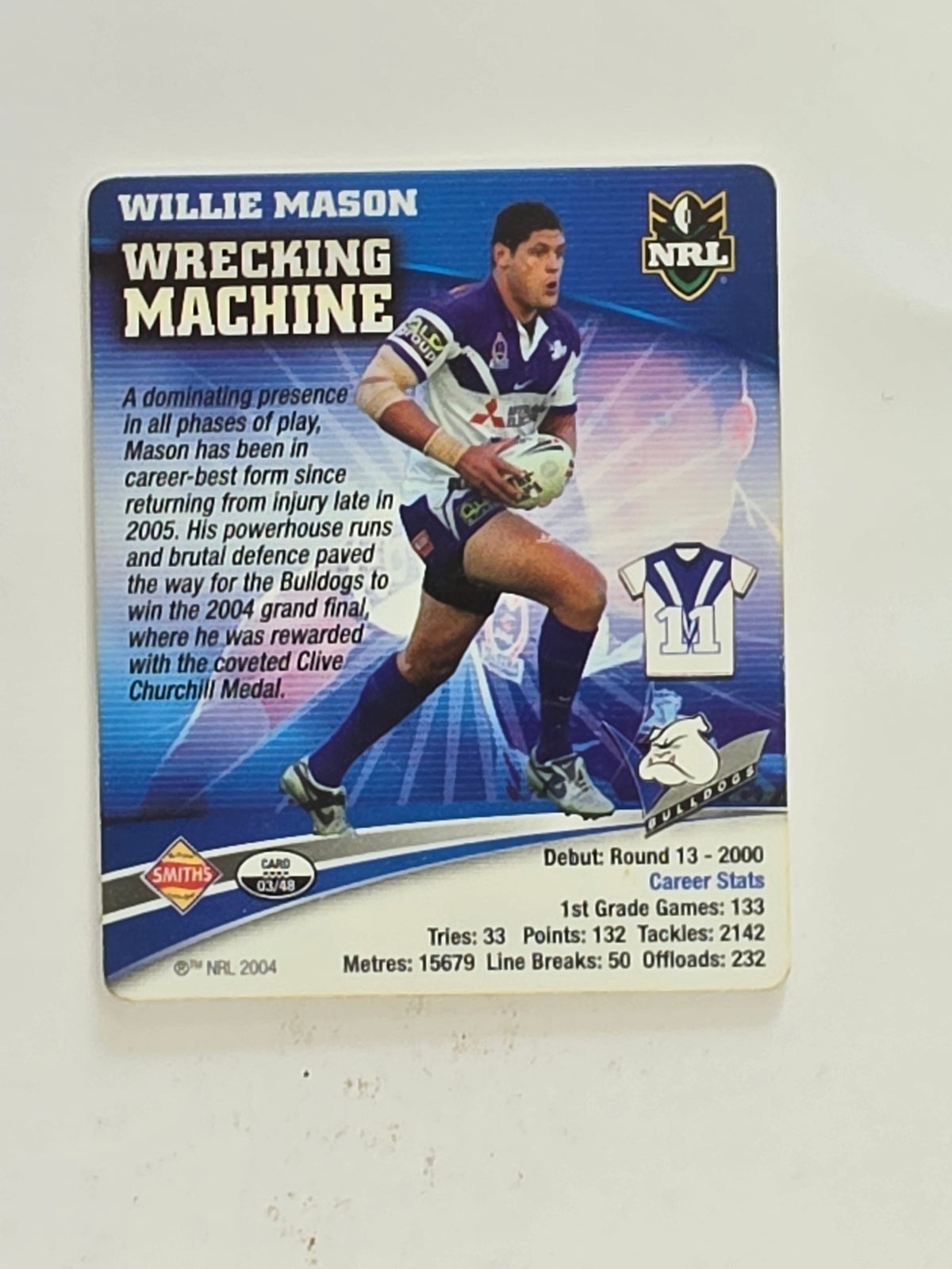 NRL 2007 Footy Tazos Classic Series | #003 Willie Mason | Canterbury-Bankstown Bulldogs