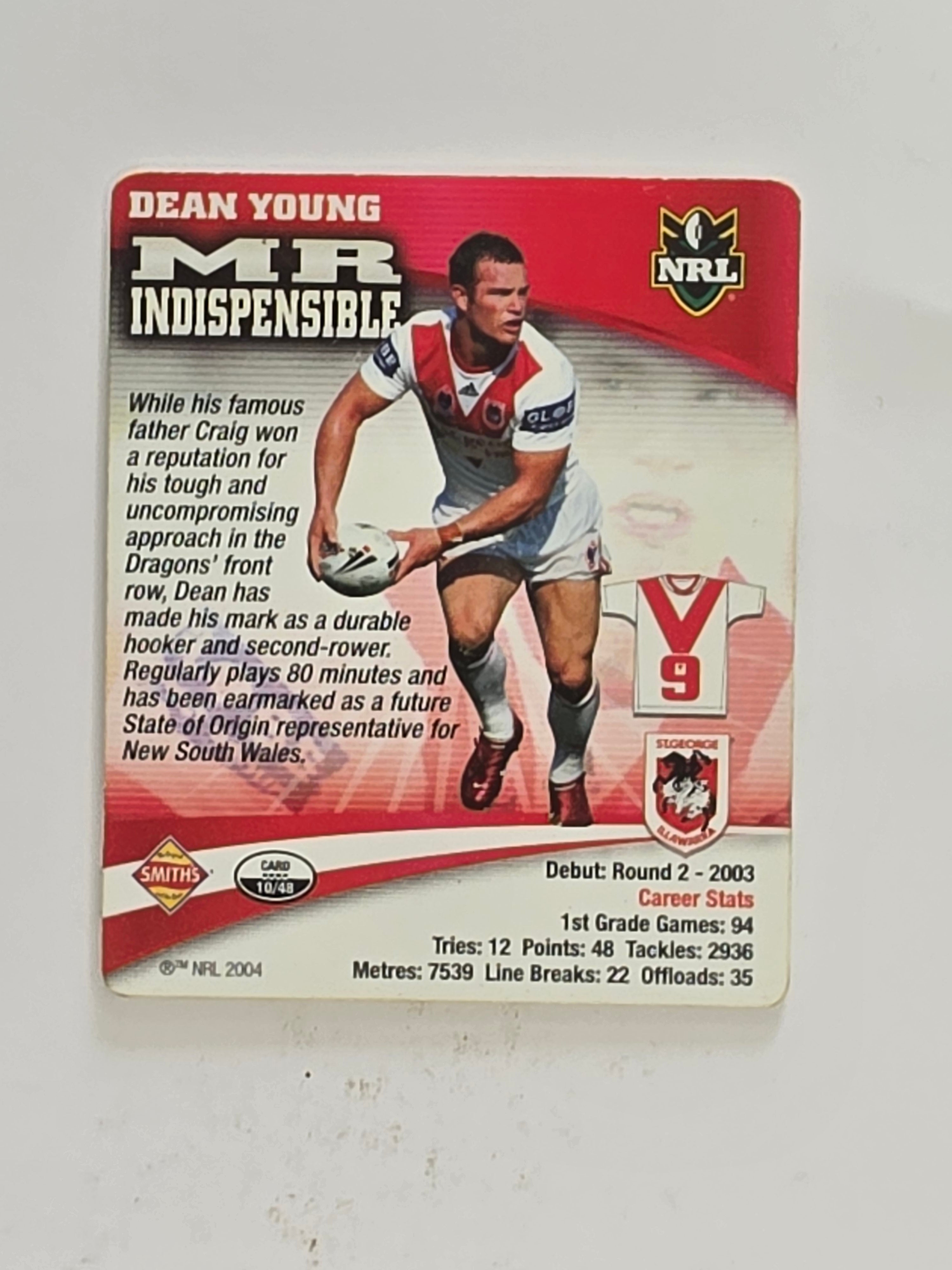 NRL 2007 Footy Tazos Classic Series | #010 Dean Young | St George Illawarra Dragons