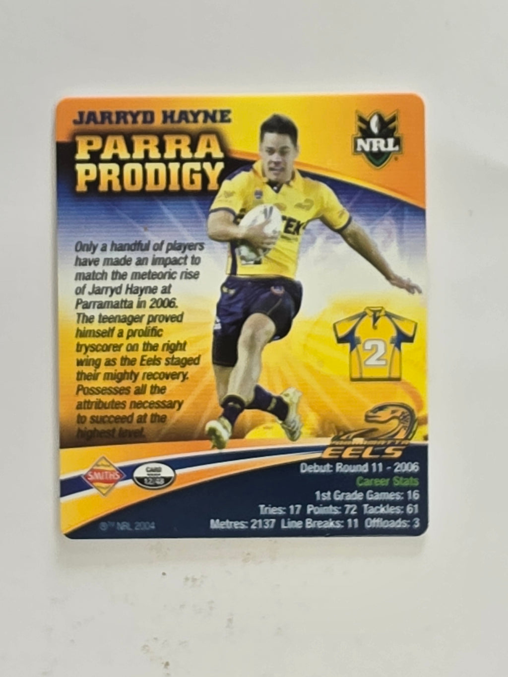 NRL 2007 Footy Tazos Classic Series | #012 Jarryd Hayne | Parramatta Eels