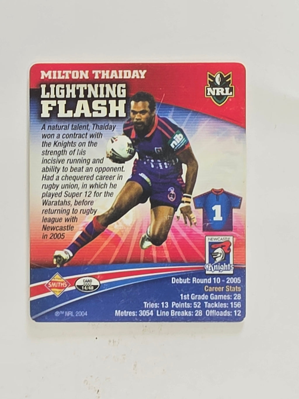 NRL 2007 Footy Tazos Classic Series | #014 Milton Thaiday | Newcastle Knights