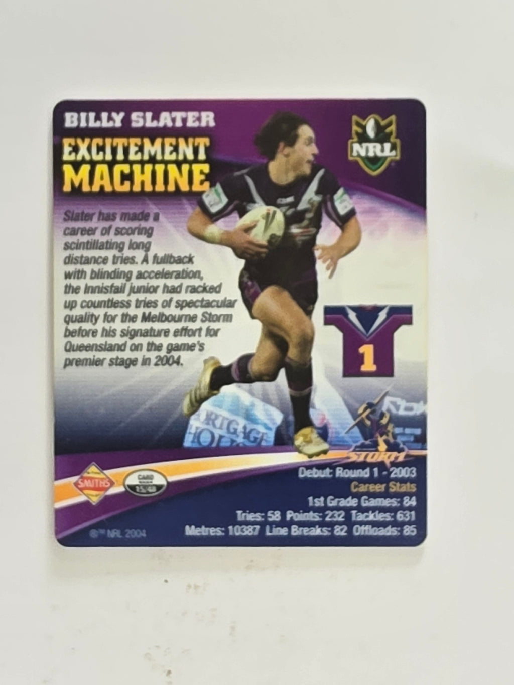 NRL 2007 Footy Tazos Classic Series | #015 Billy Slater | Melbourne Storm