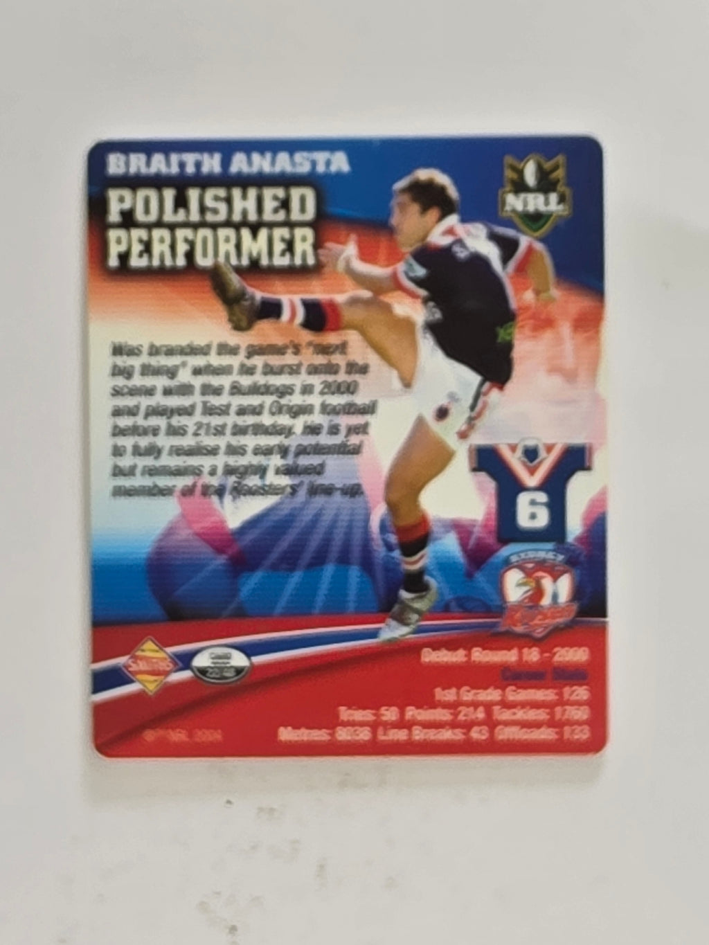 NRL 2007 Footy Tazos Classic Series | #022 Braith Anasta | Sydney Roosters