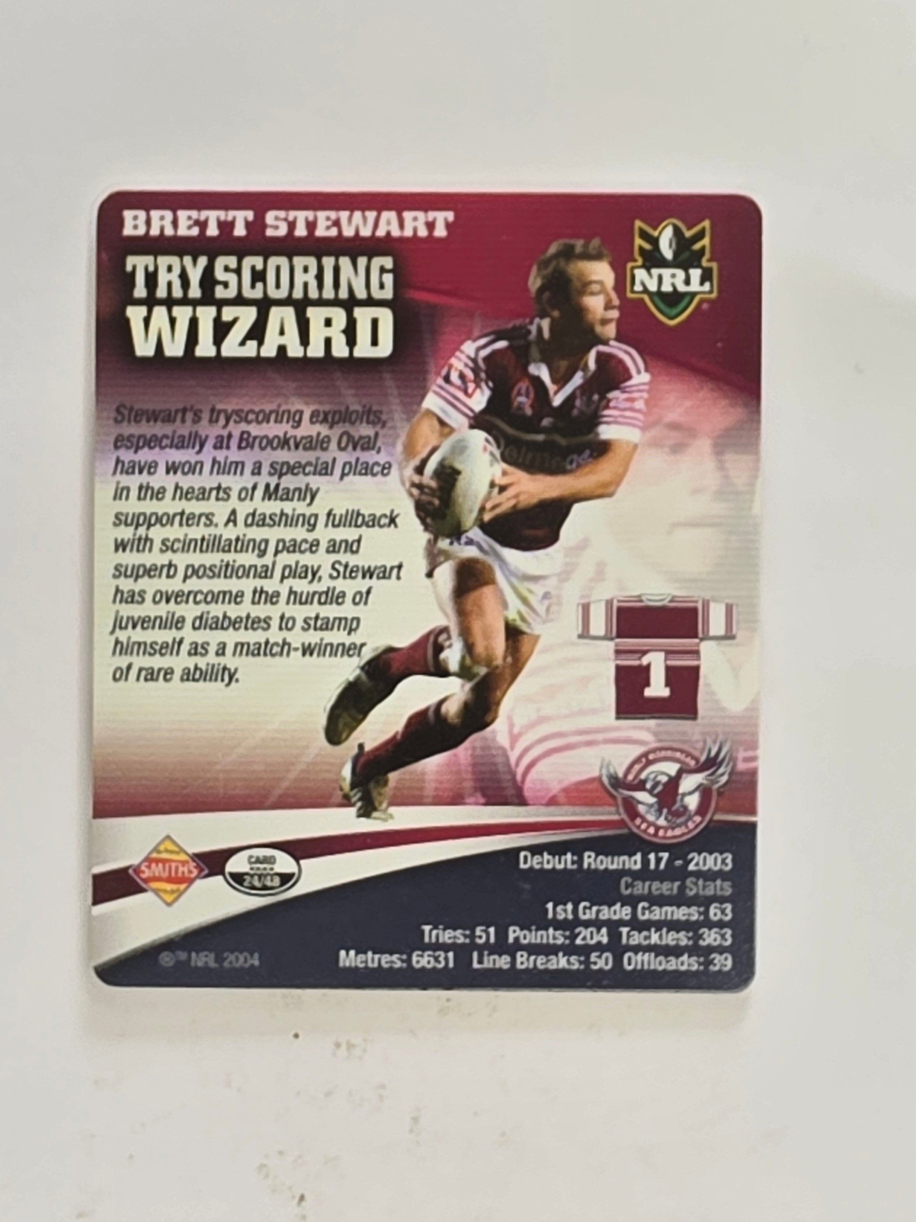NRL 2007 Footy Tazos Classic Series | #024 Brett Stewart | Manly Warringah Sea Eagles