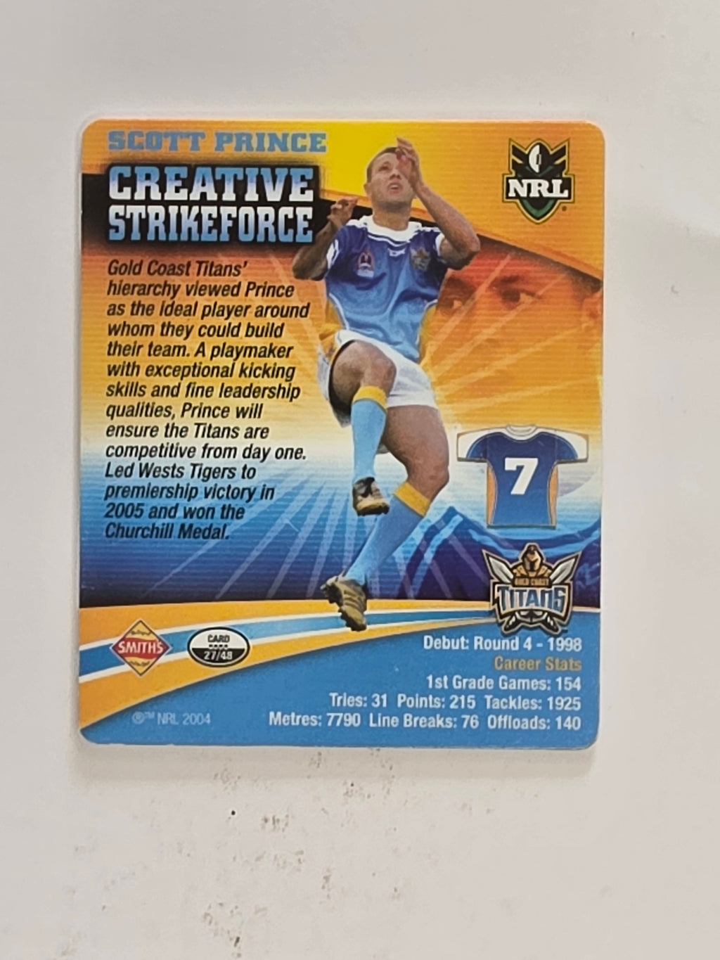 NRL 2007 Footy Tazos Classic Series | #027 Scott Prince | Gold Coast Titans