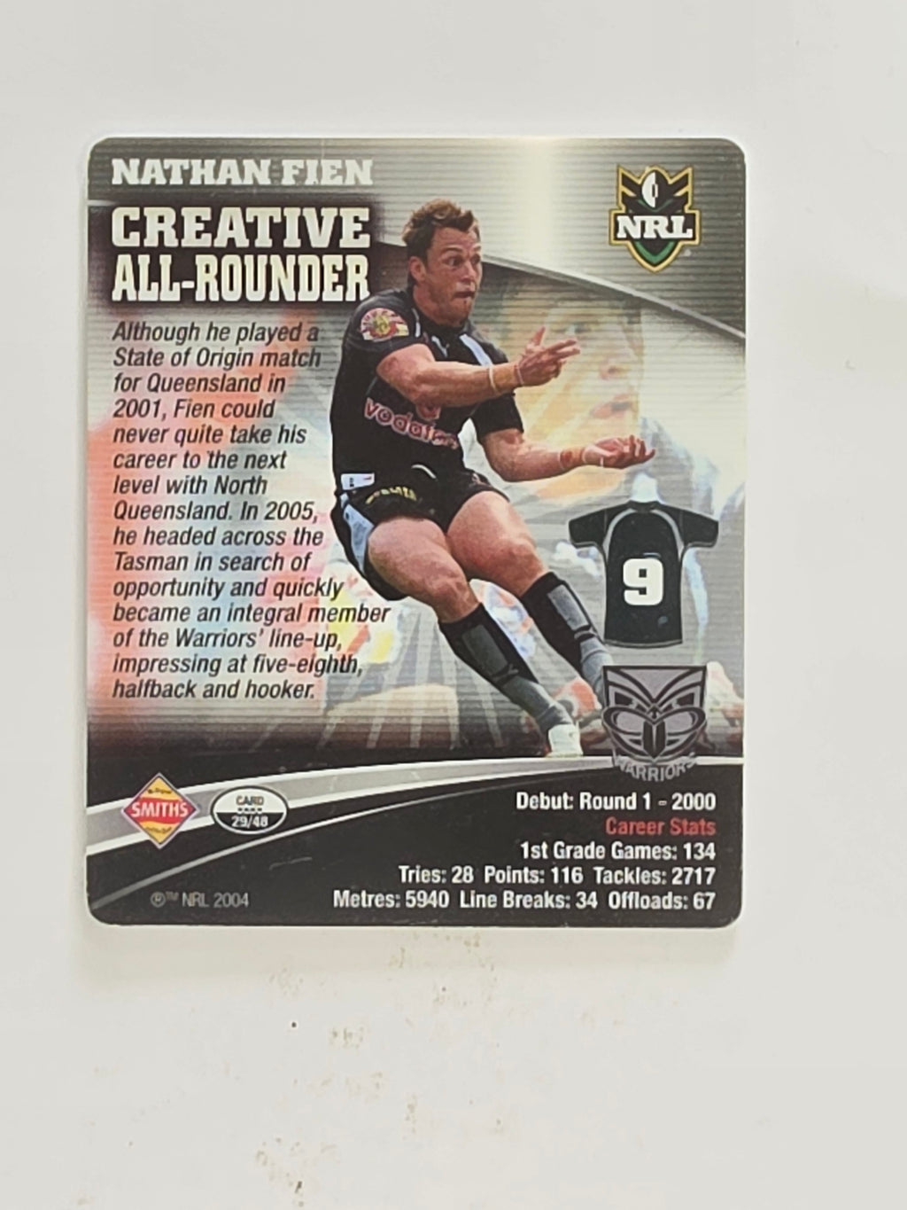 NRL 2007 Footy Tazos Classic Series | #029 Nathan Fien | New Zealand Warriors