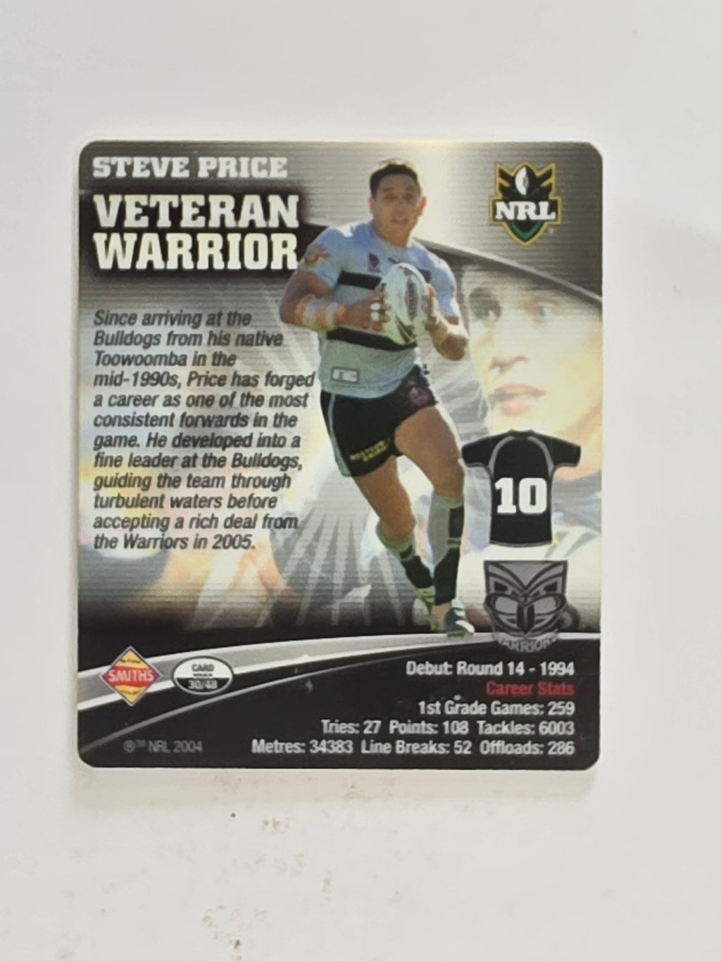 NRL 2007 Footy Tazos Classic Series | #030 Steve Price | New Zealand Warriors