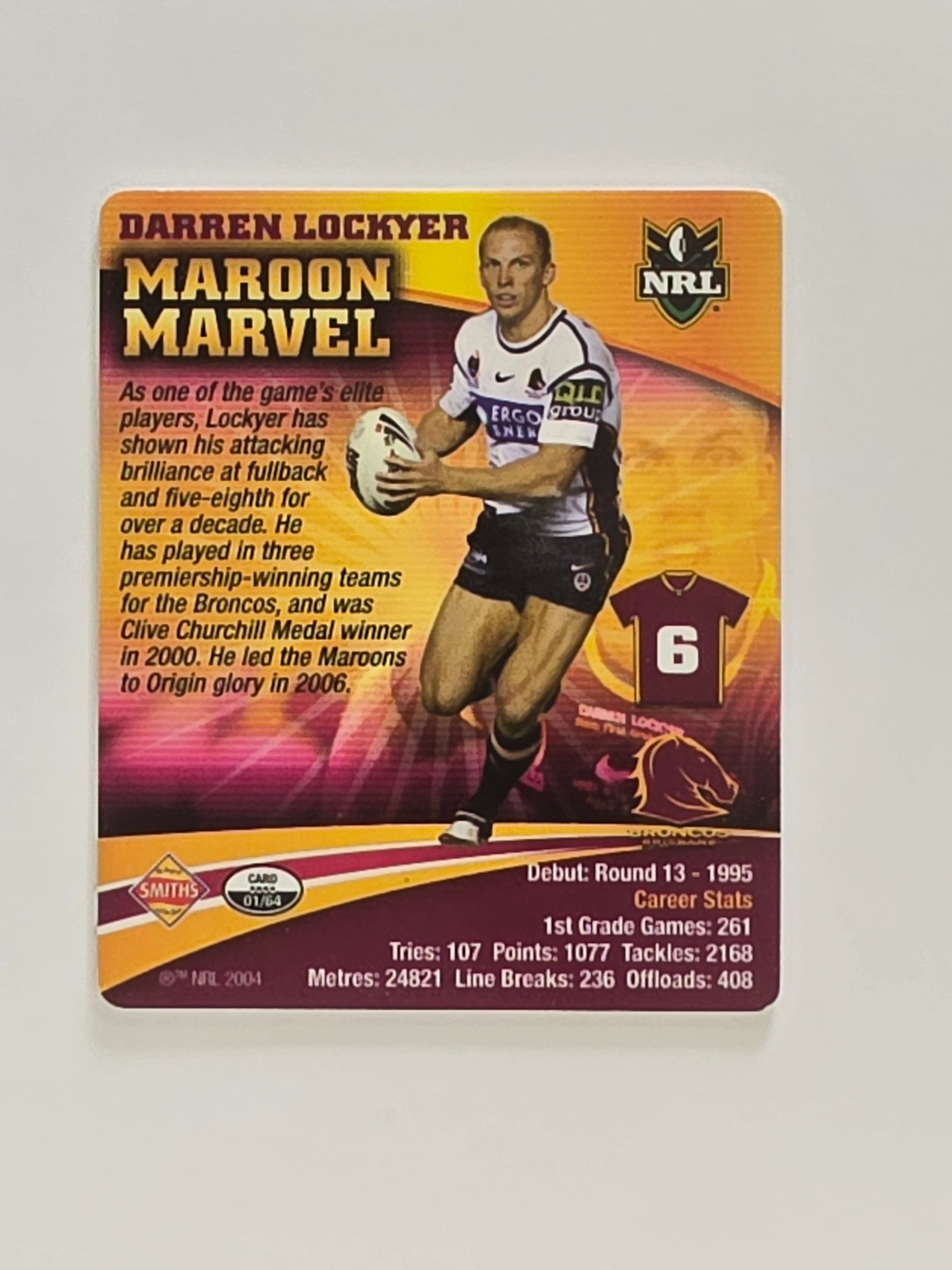 NRL 2007 Footy Tazos Gold Series | #001 Darren Lockyer | Brisbane Broncos