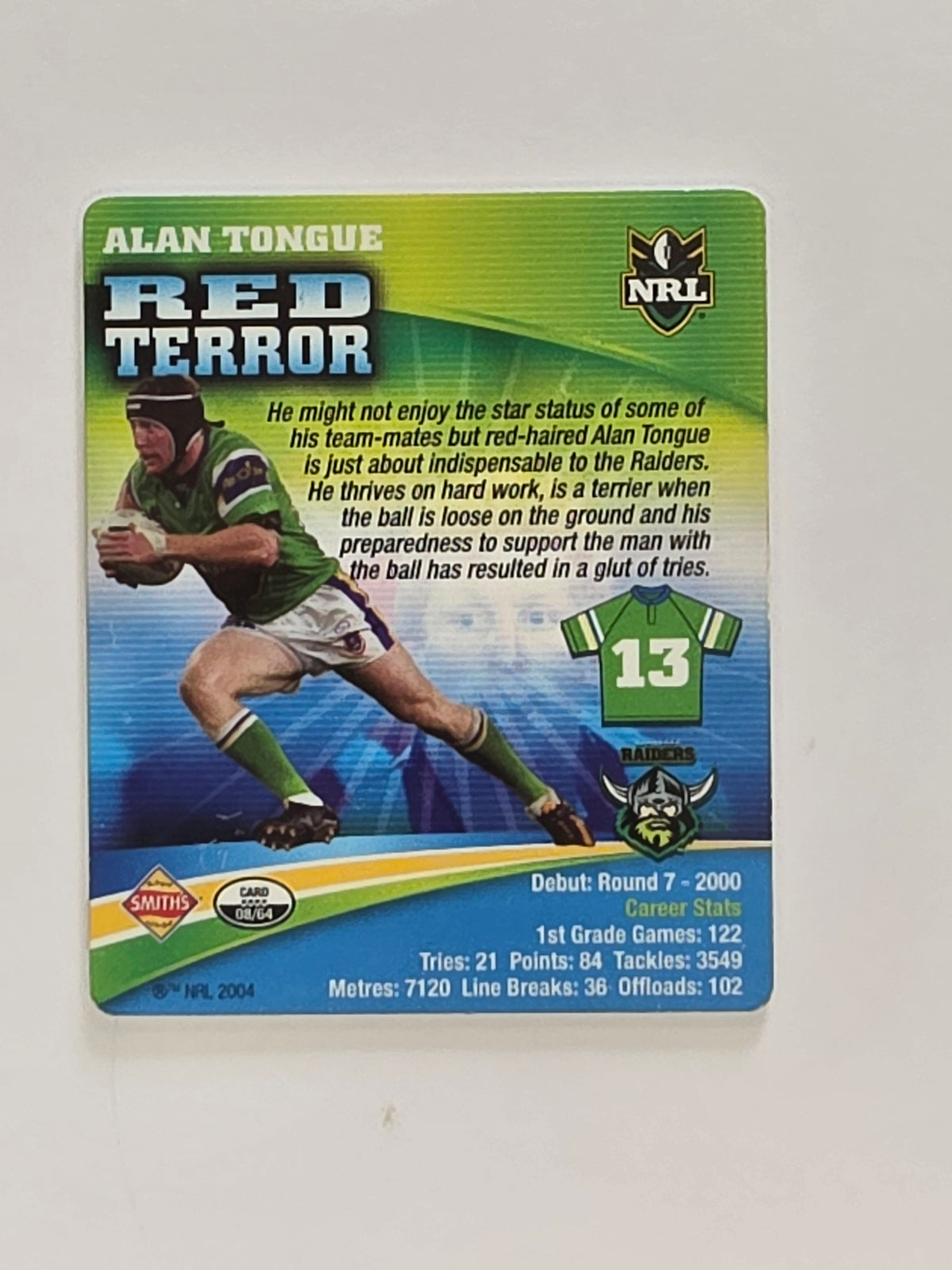 NRL 2007 Footy Tazos Gold Series | #008 Alan Tongue | Canberra Raiders
