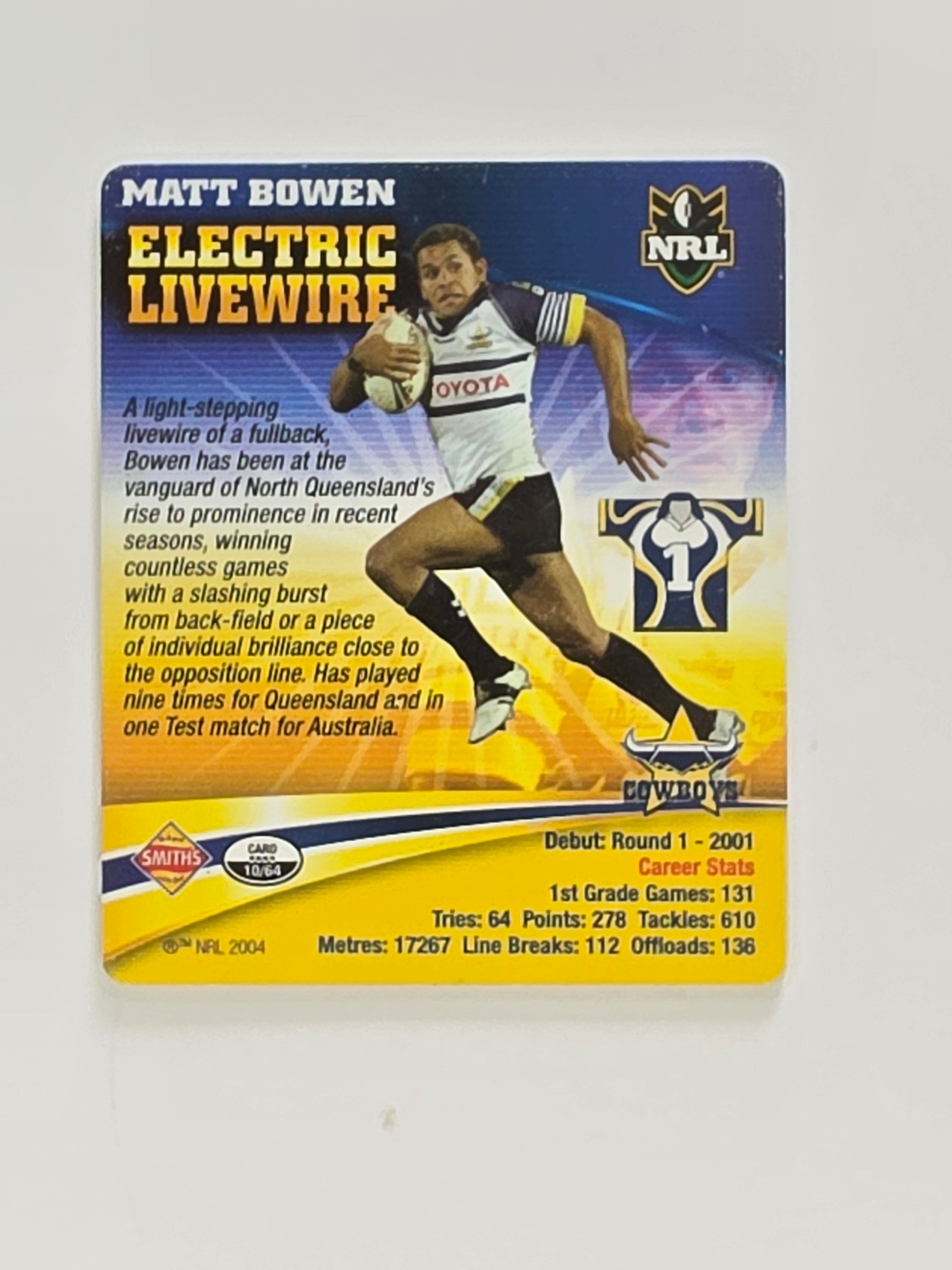 NRL 2007 Footy Tazos Gold Series | #010 Matt Bowen | North Queensland Cowboys