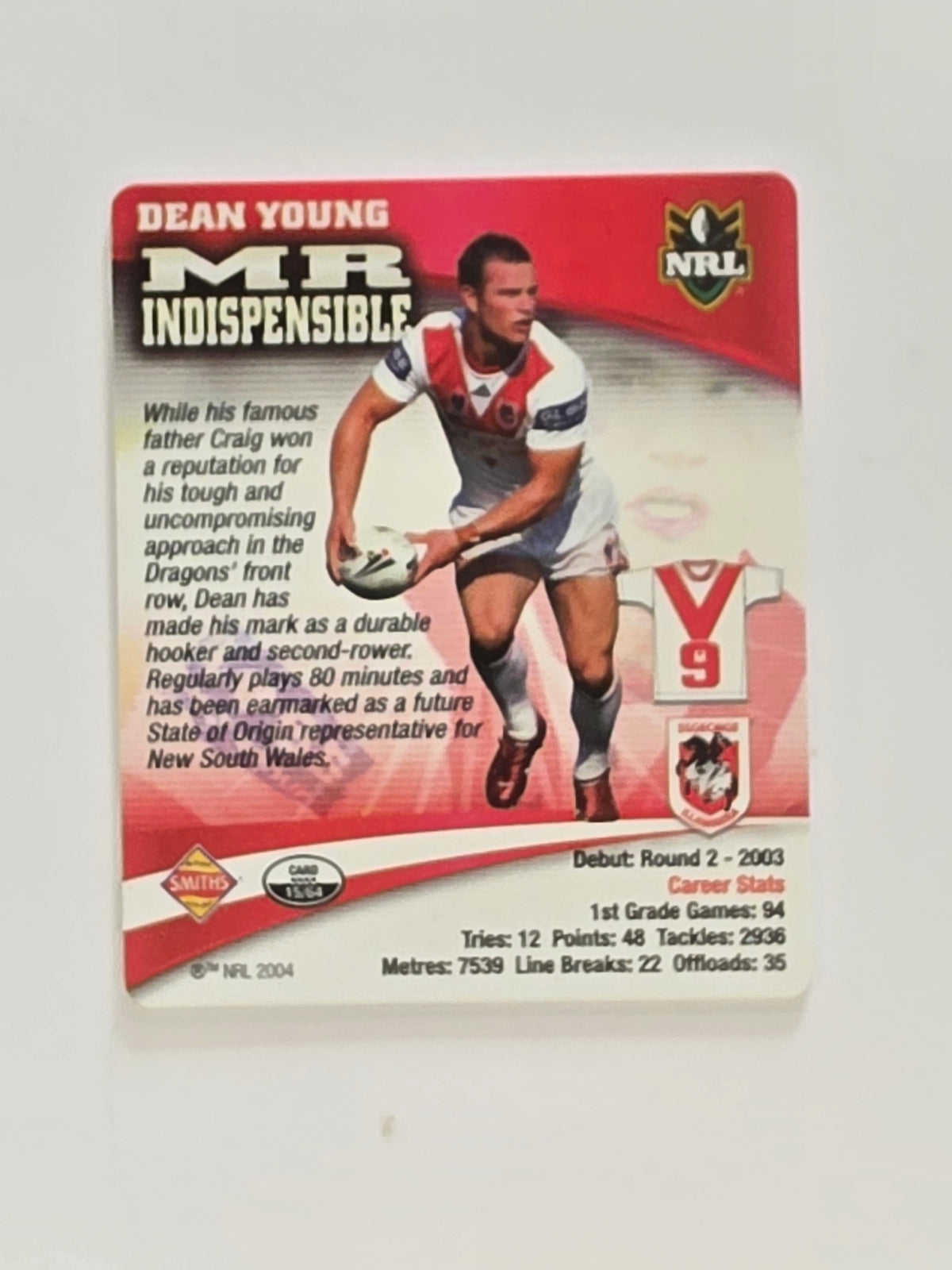 NRL 2007 Footy Tazos Gold Series | #015 Dean Young | St George Illawarra Dragons