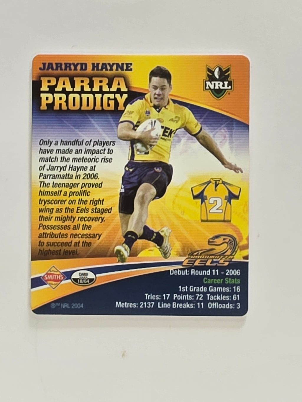 NRL 2007 Footy Tazos Gold Series | #018 Jarryd Hayne | Parramatta Eels
