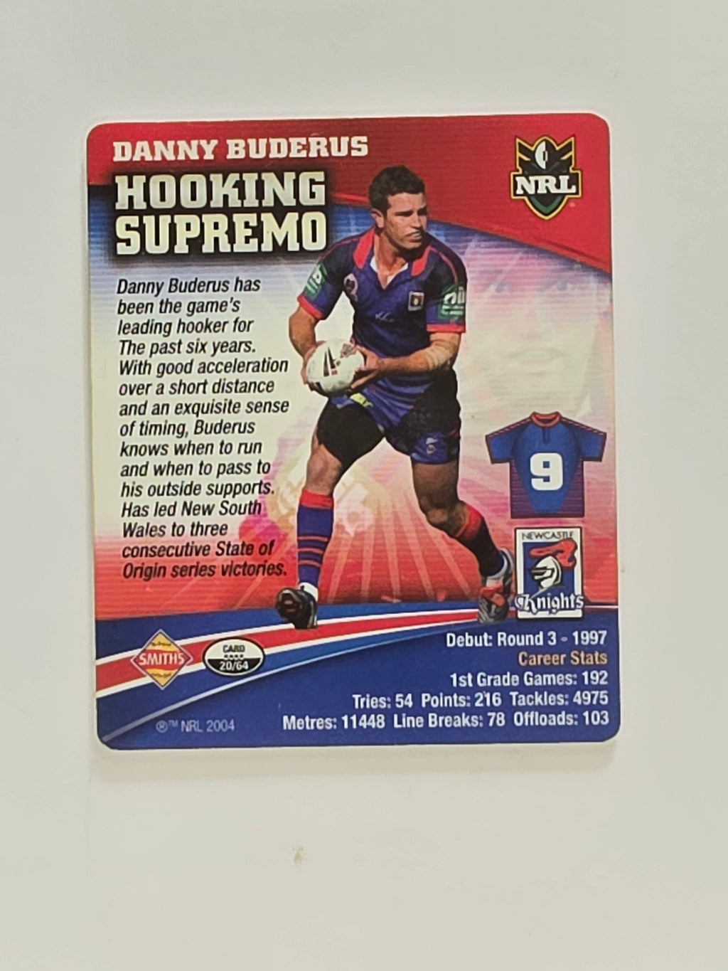 NRL 2007 Footy Tazos Gold Series | #020 Danny Buderus | Newcastle Knights