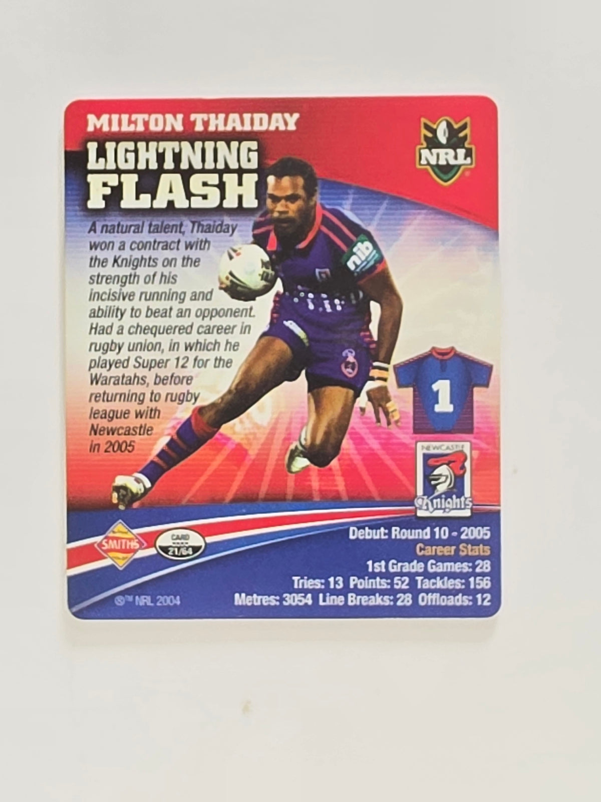 NRL 2007 Footy Tazos Gold Series | #021 Milton Thaiday | Newcastle Knights
