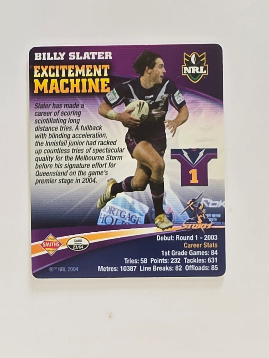 NRL 2007 Footy Tazos Gold Series | #023 Billy Slater | Melbourne Storm