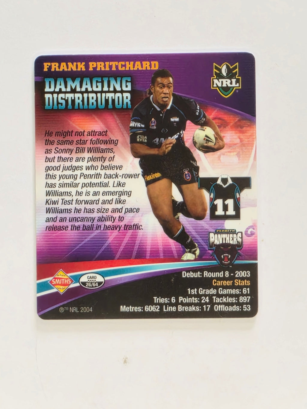 NRL 2007 Footy Tazos Gold Series | #026 Frank Pritchard | Penrith Panthers