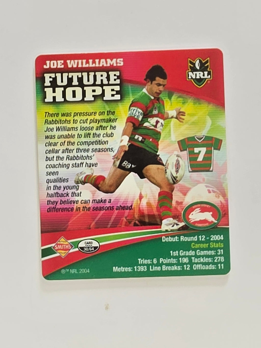 NRL 2007 Footy Tazos Gold Series | #030 Joe Williams | South Sydney Rabbitohs