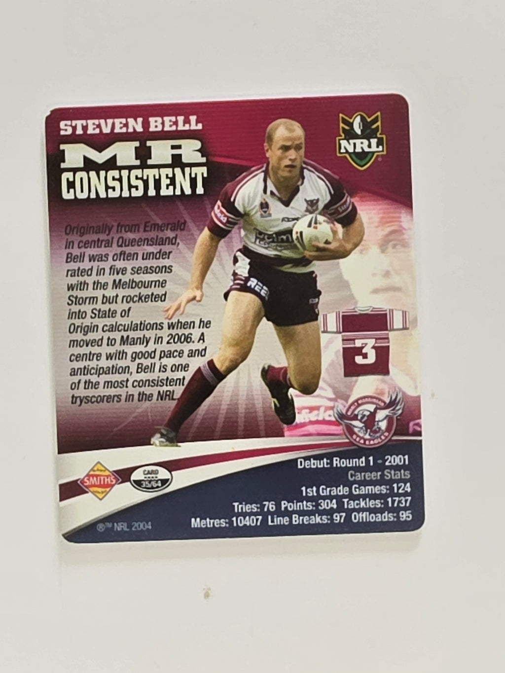 NRL 2007 Footy Tazos Gold Series | #035 Steven Bell | Manly Warringah Sea Eagles