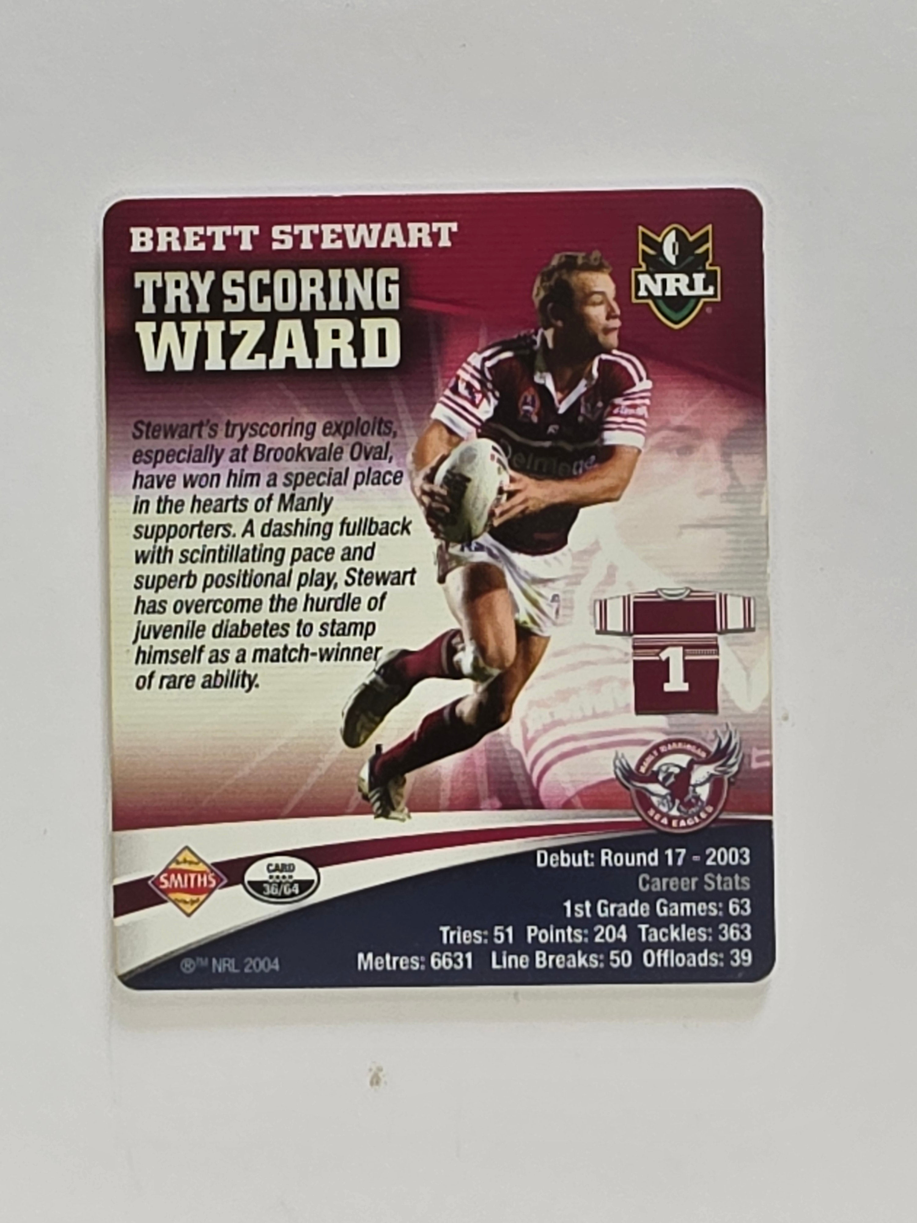 NRL 2007 Footy Tazos Gold Series | #036 Brett Stewart | Manly Warringah Sea Eagles