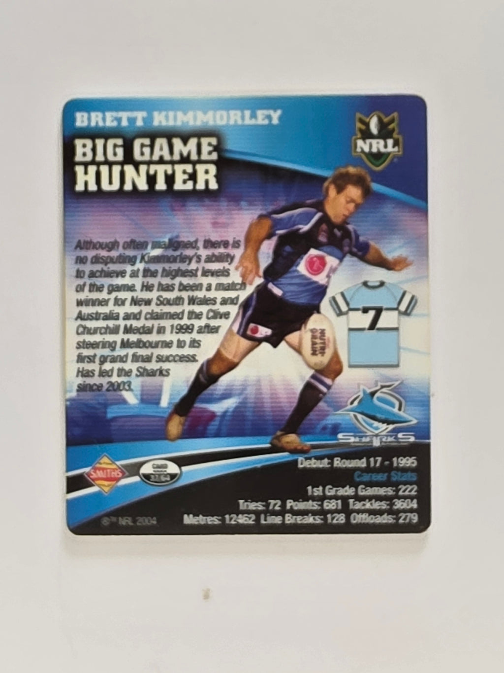 NRL 2007 Footy Tazos Gold Series | #037 Brett Kimmorley | Cronulla Sutherland Sharks