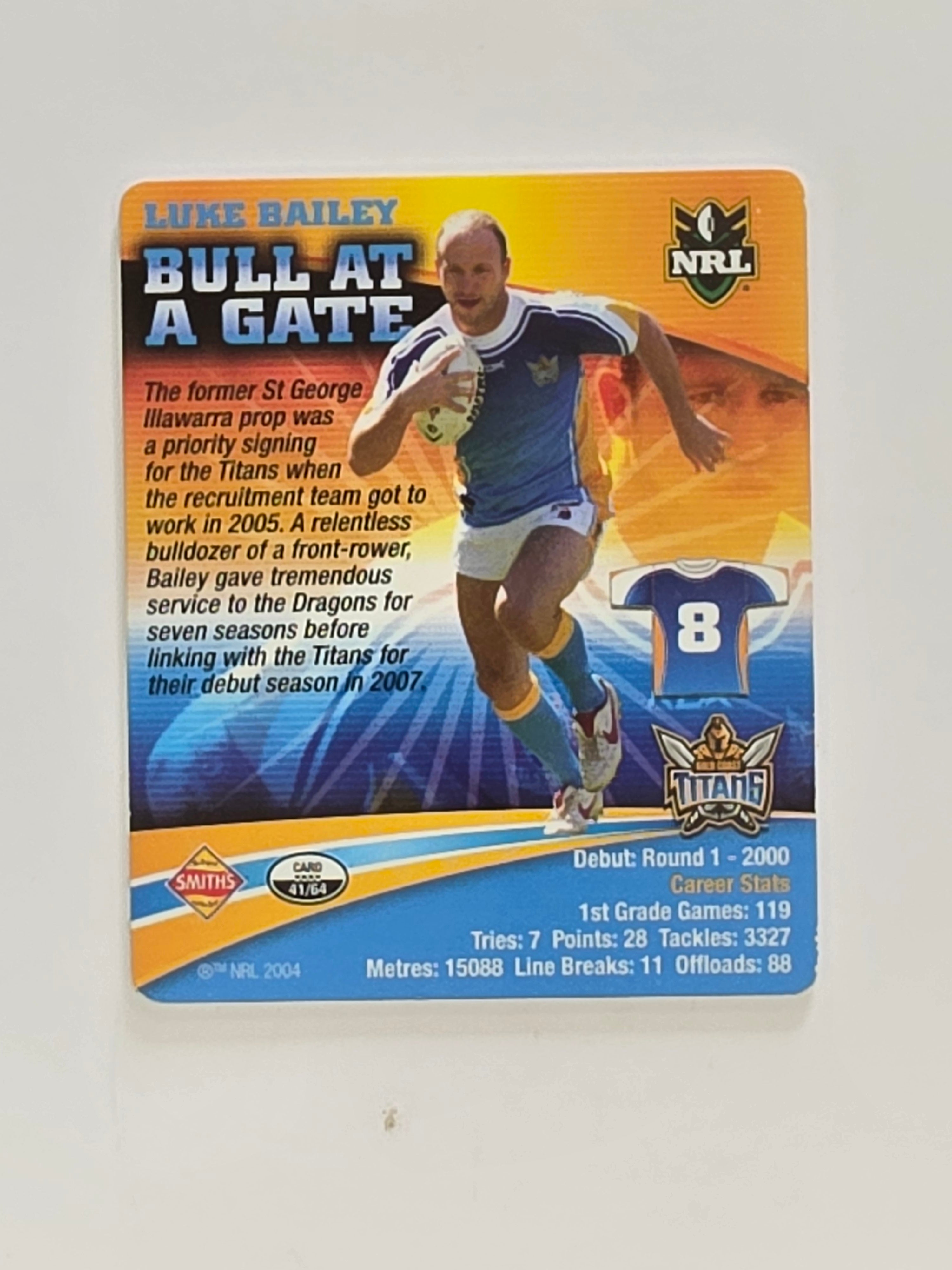 NRL 2007 Footy Tazos Gold Series | #041 Luke Bailey | Gold Coast Titans