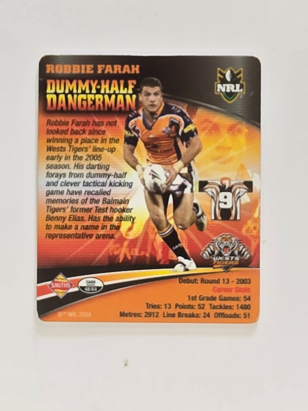 NRL 2007 Footy Tazos Gold Series | #048 Robbie Farah | Wests Tigers