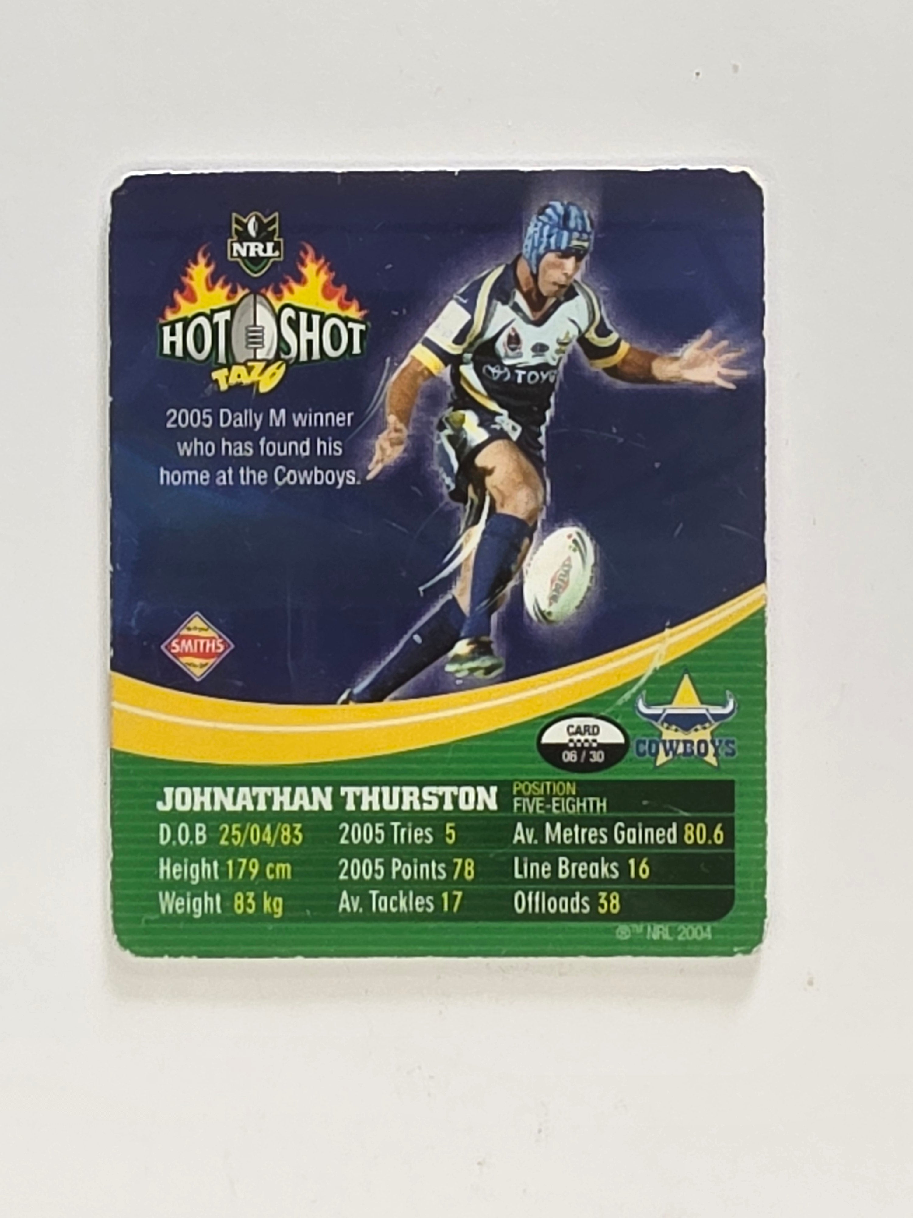 NRL 2006 Hot Shot Classic Tazos | #006 Johnathon Thurston | North Queensland Cowboys