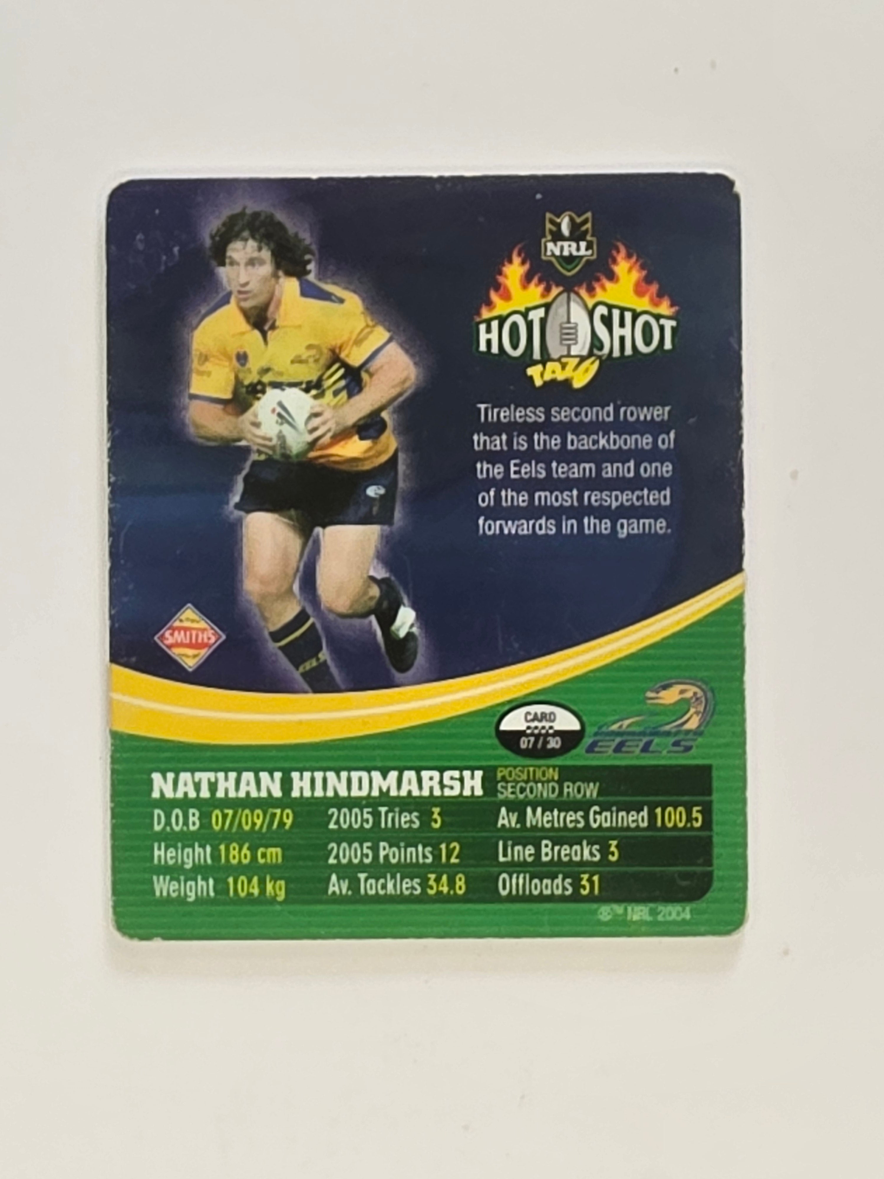 NRL 2006 Hot Shot Classic Tazos | #007 Nathan Hindmarsh | Parramatta Eels