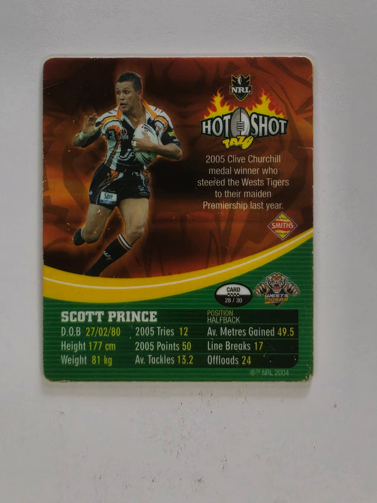 NRL 2006 Hot Shot Classic Tazos | #028 Scott Prince | Gold Coast Titans