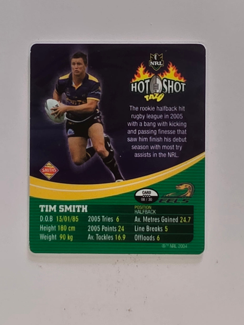 NRL 2006 Hot Shot Hologram Tazos | #008 Tim Smith | Parramatta Eels