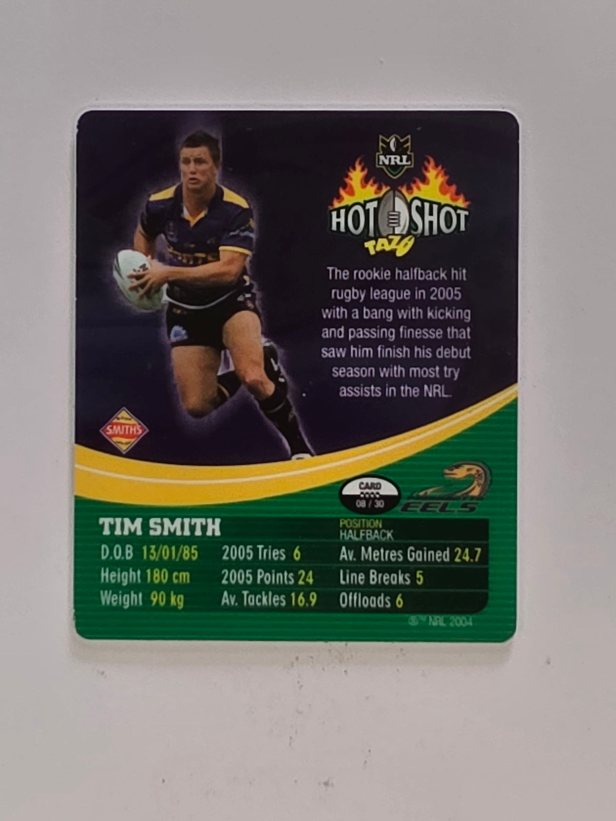 NRL 2006 Hot Shot Hologram Tazos | #008 Tim Smith | Parramatta Eels