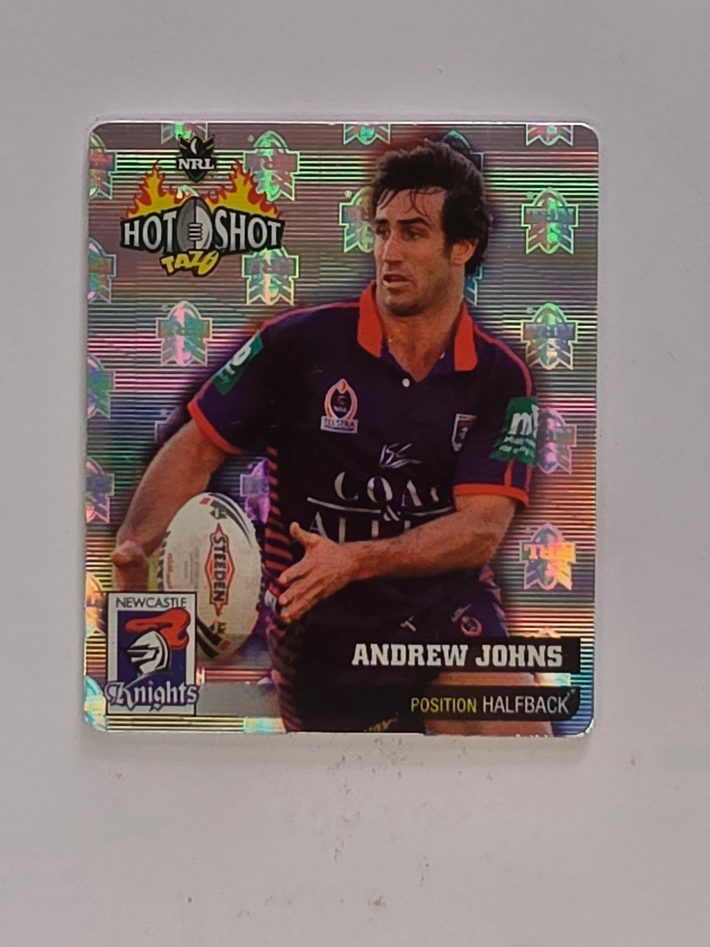 NRL 2006 Hot Shot Hologram Tazos | #012 Andrew Johns | Newcastle Knights