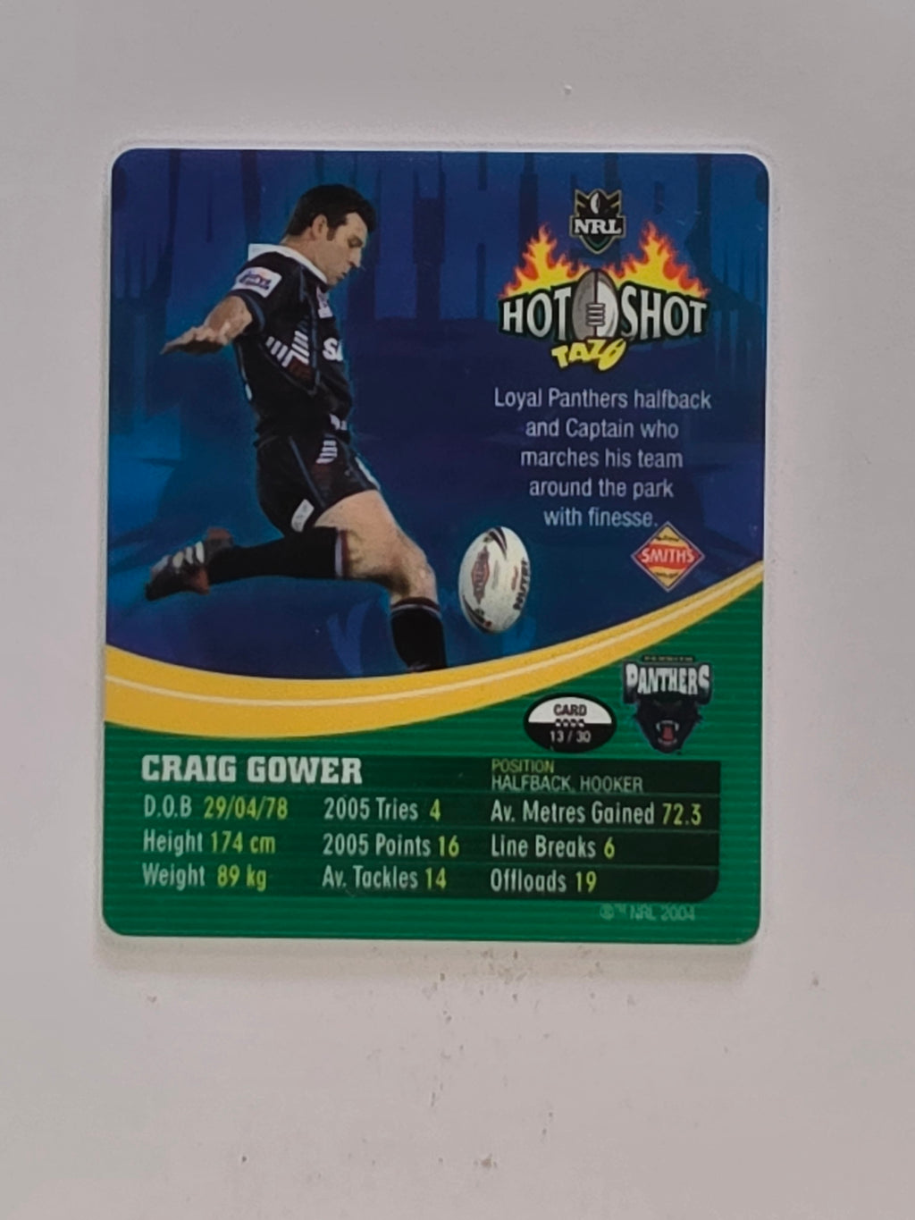 NRL 2006 Hot Shot Hologram Tazos | #013 Craig Gower | Penrith Panthers