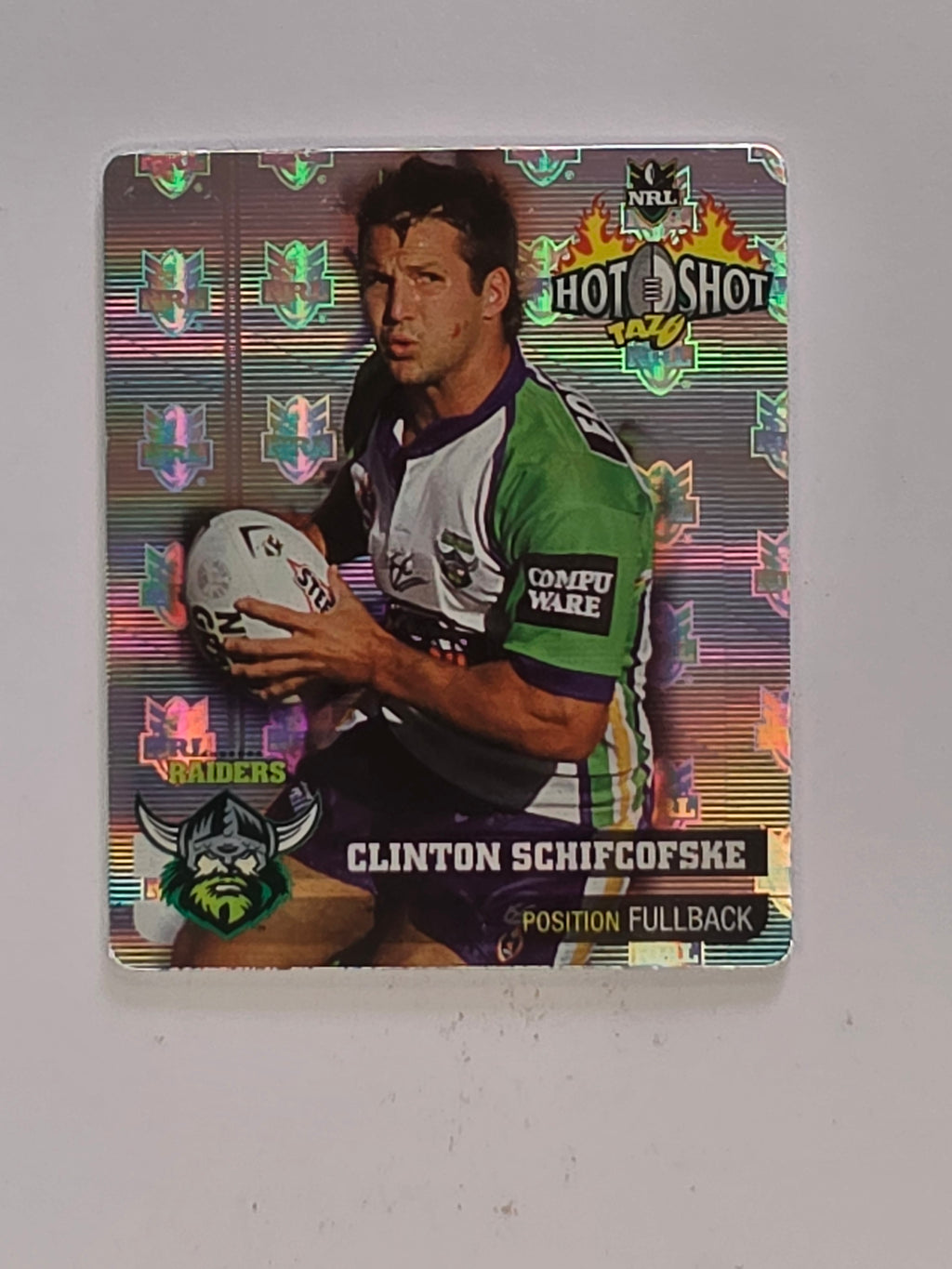 NRL 2006 Hot Shot Hologram Tazos | #017 Clinton Schifcofske | Canberra Raiders