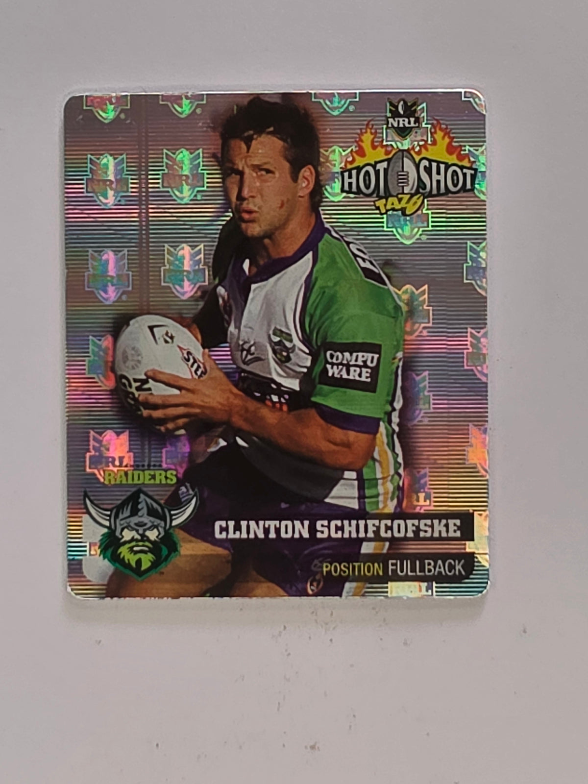 NRL 2006 Hot Shot Hologram Tazos | #017 Clinton Schifcofske | Canberra Raiders