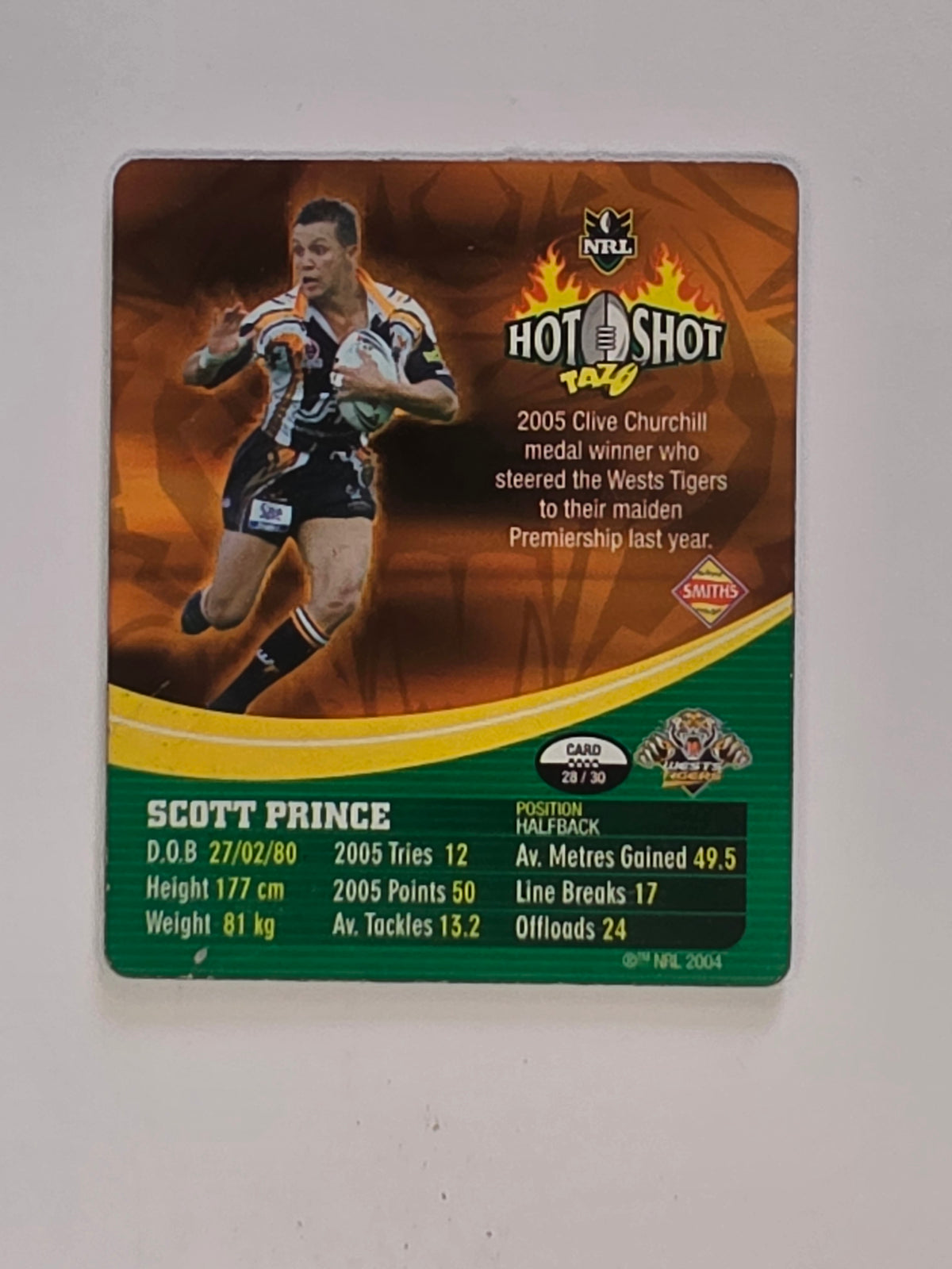 NRL 2006 Hot Shot Shattering 3D Tazos | #028 Scott Prince | Gold Coast Titans