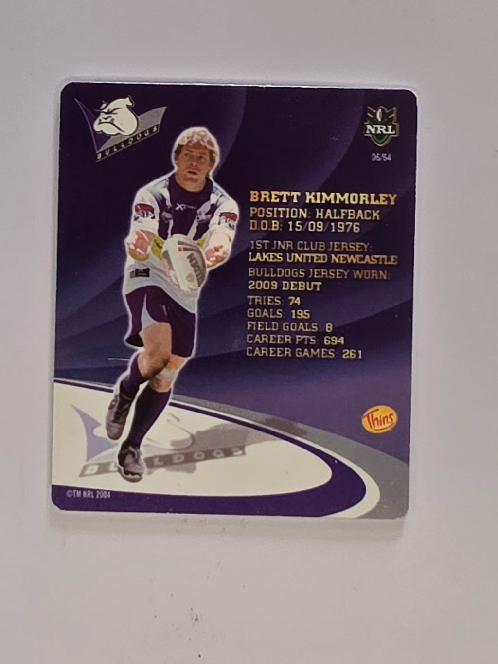 NRL 2009 Footy Frames Gold Foil | #006 Brett Kimmorley | Canterbury Bankstown Bulldogs
