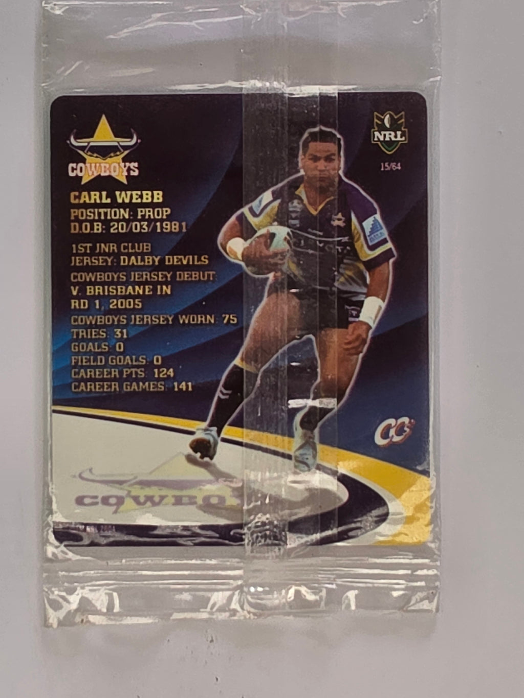 NRL 2009 Footy Frames Gold Foil | #015 Carl Webb | North Queensland Cowboys