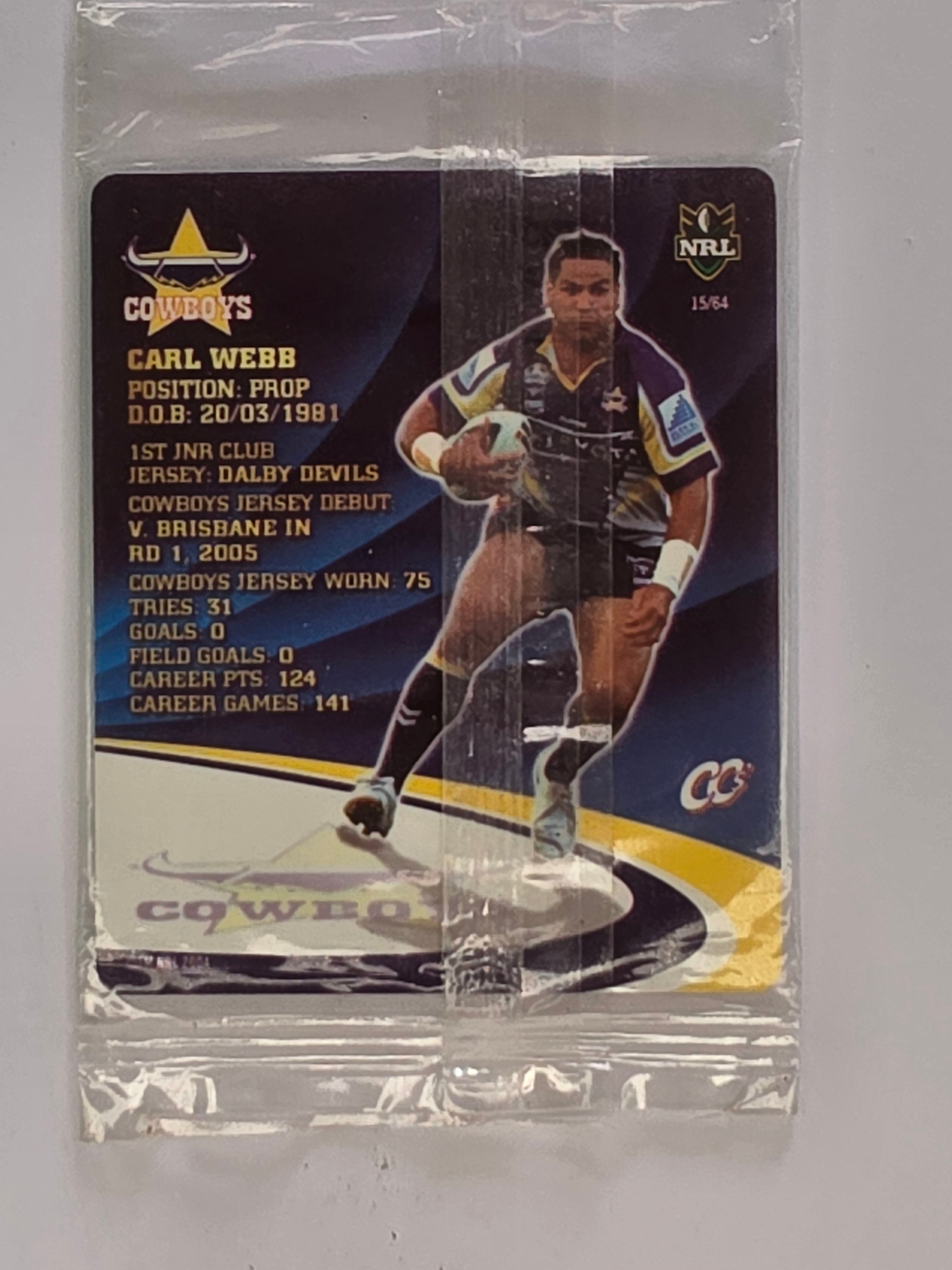 NRL 2009 Footy Frames Gold Foil | #015 Carl Webb | North Queensland Cowboys