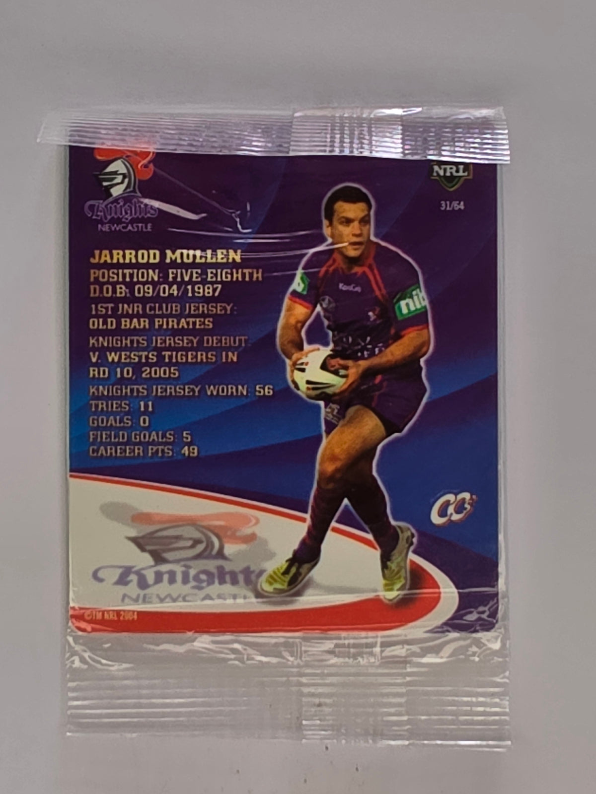 NRL 2009 Footy Frames Gold Foil | #031 Jarrod Mullen | Newcastle Knights