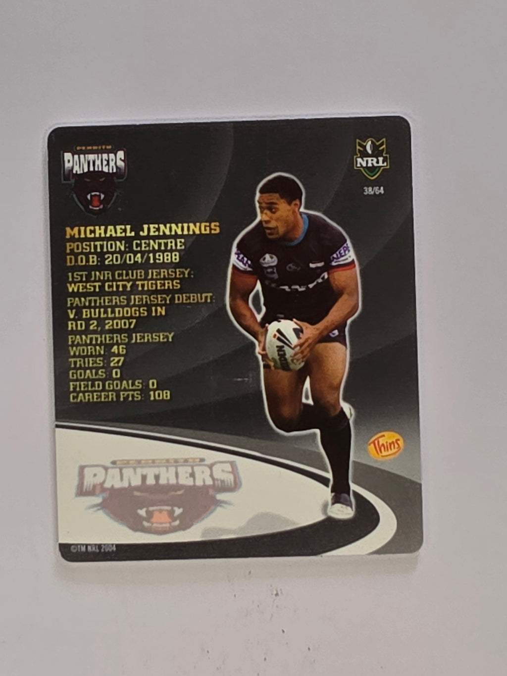 NRL 2009 Footy Frames Gold Foil | #038 Michael Jennings | Penrith Panthers