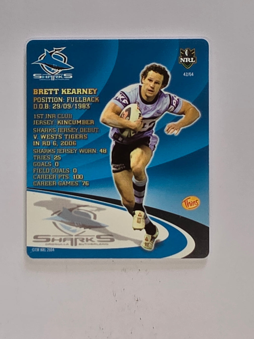 NRL 2009 Footy Frames Gold Foil | #042 Brett Kearney | Cronulla Sutherland Sharks