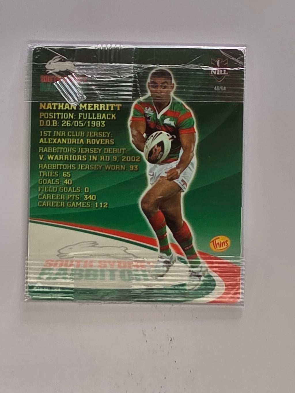 NRL 2009 Footy Frames Gold Foil | #046 Nathan Merritt | South Sydney Rabbitohs
