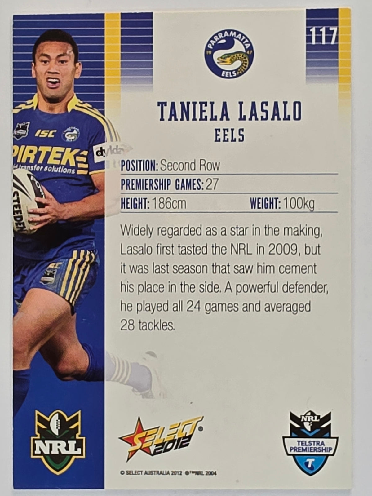 NRL 2012 Champions Base Card #117 Taniela Lasalo Parramatta Eels