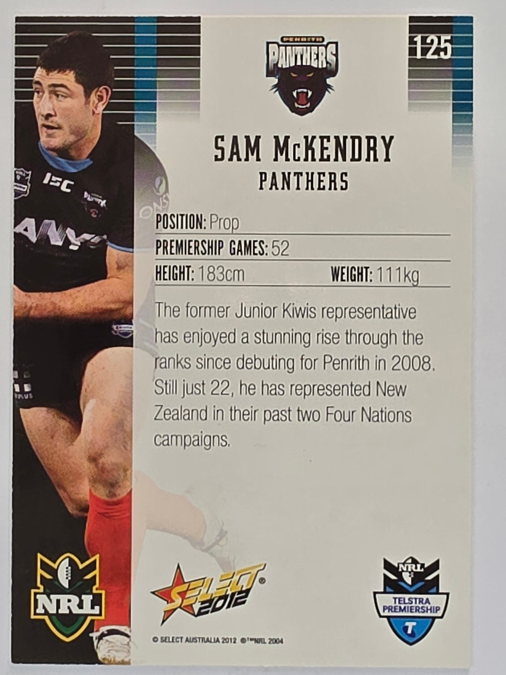 NRL 2012 Champions Base Card #125 Sam McKendry Penrith Panthers