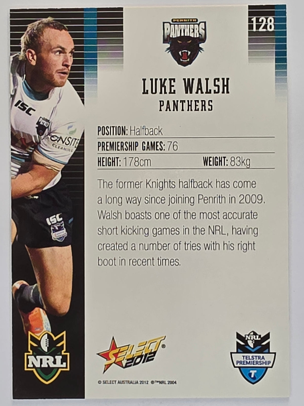 NRL 2012 Champions Base Card #128 Luke Walsh Penrith Panthers