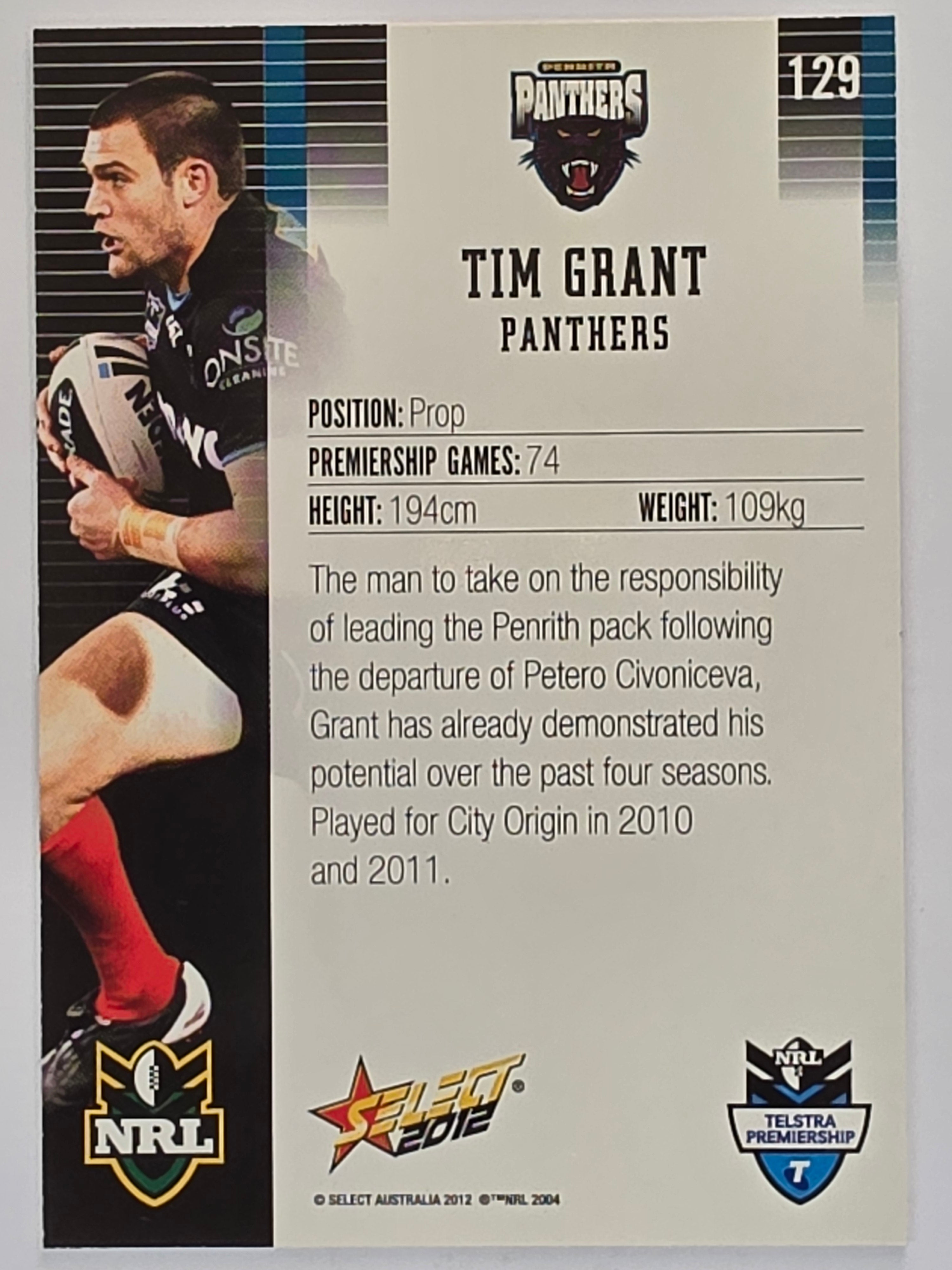 NRL 2012 Champions Base Card #129 Tim Grant Penrith Panthers