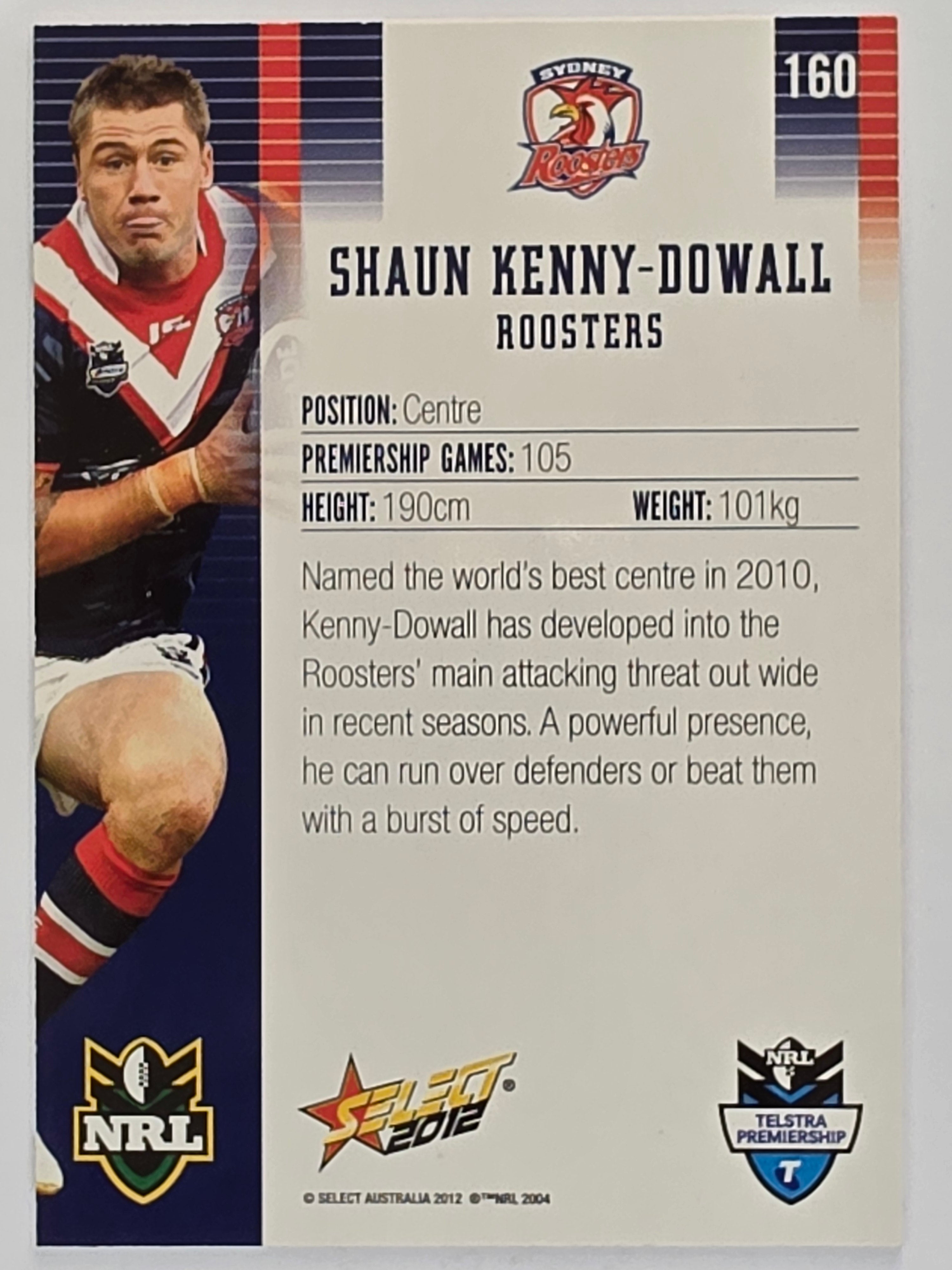 NRL 2012 Champions Base Card #160 Shaun Kenny-Dowall Sydney Roosters