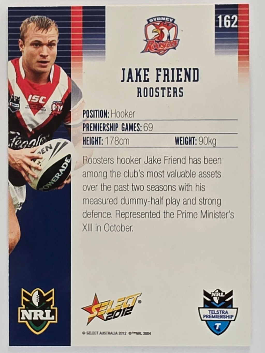 NRL 2012 Champions Base Card #162 Jake Friend Sydney Roosters