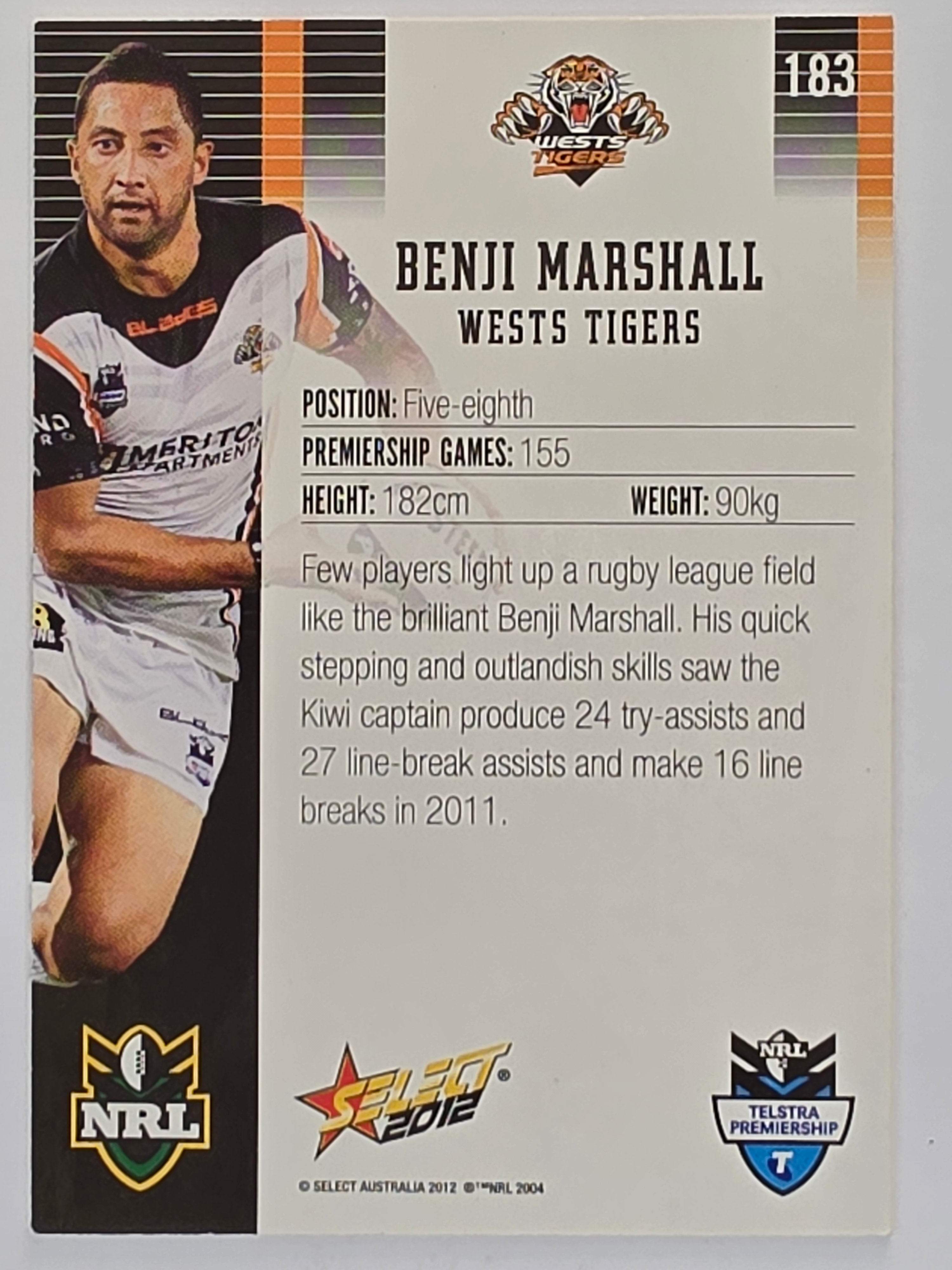 NRL 2012 Champions Base Card #183 Benji Marshall Wests Tigers